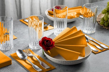 Linen-Feel Orange Paper Napkins - Decortive Cloth-Like Disposable Dinner Napkins - Soft And Absorbent Napkins for Thanksgiving, Party, Wedding, Bathroom Or Any Occasion. (Pack of 100)