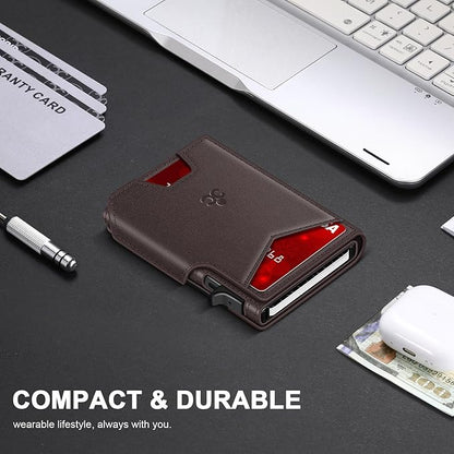 Wallet for Men Wallet with Slim Pop Up Card Holder 9-13 Cards, Bifold Minimalist Smart Wallet RFID Blocking Credit Card Holder with ID Window & Stretchable Cash Slot