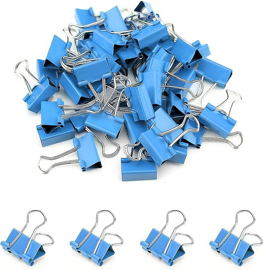 50 Pack Small Blue Binder Clips 3/4 Inch (19 mm), Colored Little Paper Clamps, Tiny Mini Paper Clips for Office Home School Business 0.75"
