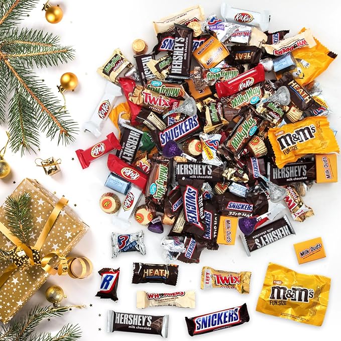 Chocolate Candy Variety Pack in Red Gift Box , Bulk Individually Wrapped, Mini Chocolate Candy Variety Pack, Ideal , Bulk Chocolate, Perfect for Parties, Office Treats, and Holiday Celebrations (5 Pound)