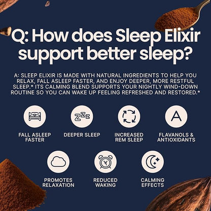 KORACAO Sleep Elixir Cacao Blend – Ceremonial-Grade Cocoa Drink with Magnesium, L-Theanine, Reishi, Melatonin & Ashwagandha – 300g (30 Servings) for Relaxation & Restful Sleep