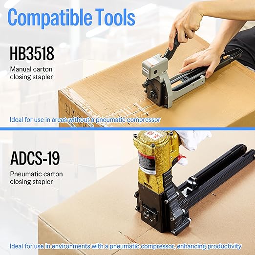 meite Carton Closing Staples 16 Gauge 1-3/8" Wide Crown 3/4" Leg Copper-Coated Carton Staples for Pneumatic or Manual Box Stapler Gun - Cardboard Closer Packaging (1,600PCS)