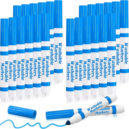 Janlaugh 24 Pcs Washable Markers Bulk Broad Line Markers Coloring Conical Tip Large pens for Kids art projects, Teachers, Students, Toddlers, Party Favors, Classrooms, Donations(Sky Blue)