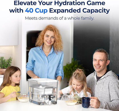 Waterdrop 40 Cup Dual Filter Dispenser, 8X Faster Filtration, 400-Gallon Lifespan, Water Filter Dispenser for Home/Office, 2 Replacements, 10X Longer Lifetime, Reduces Chlorine, PFOA/PFOS，White