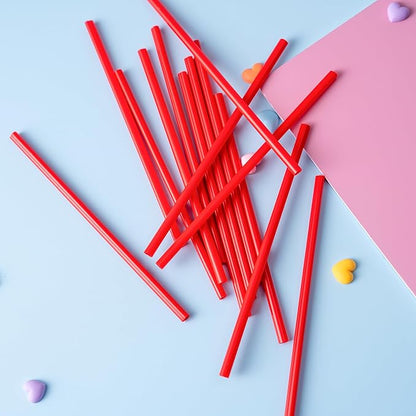JOYIN 50 Pcs Valentine's Day Heart Shaped Red Straws, 8.3” Plastic Heart Straws Disposable & Reusable, Valentines Day Birthday Wedding Party Bridal Shower Cocktail & Soft Drinks Tableware Supplies