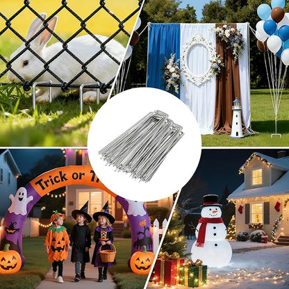 Landscape Staples 8inch 25 Pack,11Gauge Galvanized Lawn Staples, Sturdy Garden Stakes for Effortlessly Securing Weed Barrier Fabric,Ground Stabilization,Tackling Outdoor Yard Work,Decorations