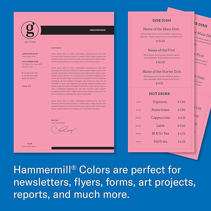 Hammermill Colored Paper, 20 lb Cherry Printer Paper, 8.5 x 11-10 Ream (5,000 Sheets) - Made in the USA, Pastel Paper, 102210C