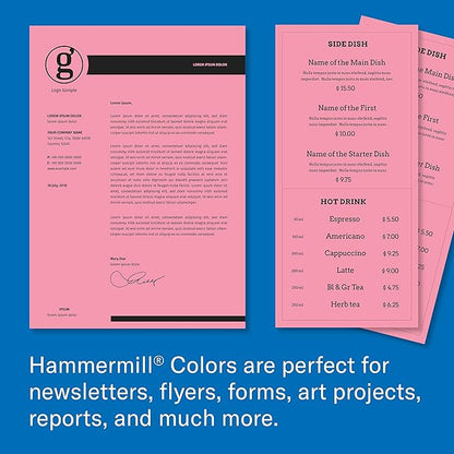 Hammermill Colored Paper, 20 lb Cherry Printer Paper, 8.5 x 11-10 Ream (5,000 Sheets) - Made in the USA, Pastel Paper, 102210C