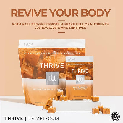 Thrive Protein Shake | 16 Packets (35g Each) | Gluten-Free, Pea Protein, Probiotics, Fiber & Digestive Enzymes | Supports Lean Muscle (16 Packets (Single Servings), Salted Caramel)