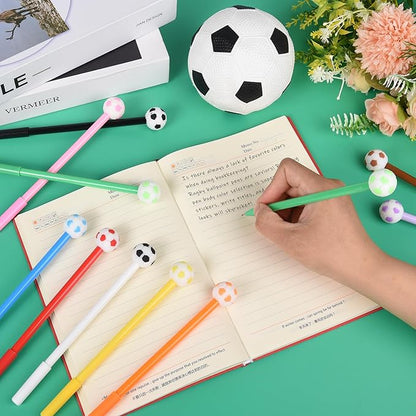 LiYiQ 50 Pcs Soccer Cartoon Cute Fun Pens for Kids Kawaii Soccer Shape Gel Black Ink Pen Cute Soccer Pens for School Office Home Student Kids Present