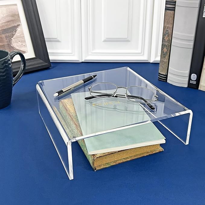 Plymor Clear Acrylic Short Square Display Riser, 3" H x 9" W x 9" D (1/4" thick), Pack of 3