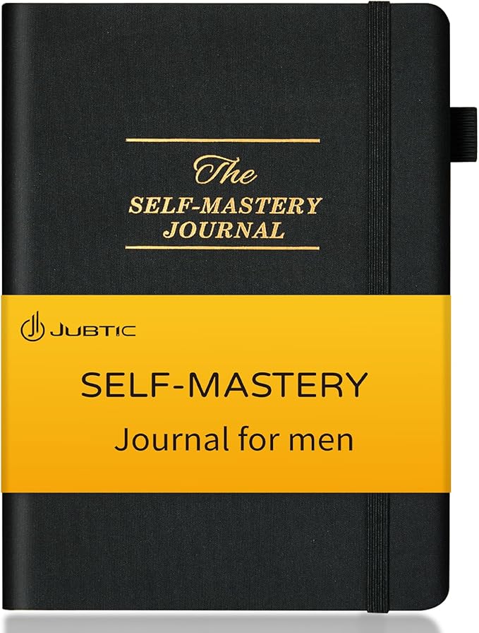 JUBTIC Self-Mastery Journal for Men - Gratitude Journal for Daily Reflection, Positivity and Self - Care and Reflection - Guided Manifestation Journals - Goal Journal for Women & Men(Black)