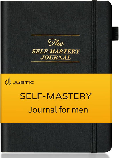 JUBTIC Self-Mastery Journal for Men - Gratitude Journal for Daily Reflection, Positivity and Self - Care and Reflection - Guided Manifestation Journals - Goal Journal for Women & Men(Black)