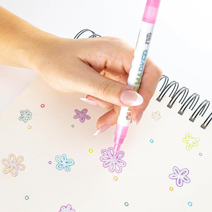 Incraftables Outline Glitter Markers (12 Colors) – Metallic, Double Line Pens, Shimmer Markers for Crafts, Greeting Cards, Drawing & Kids Adults