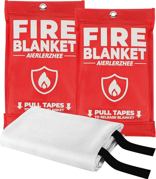 Fire Blanket - 2 Pack 40" x 40" Emergency Fire Blanket for Kitchen and Home,Fireplace,School,Warehouse,Grill