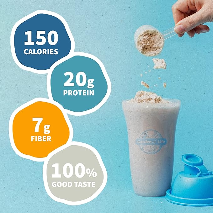 Garden of Life Meal Replacement Shakes, Raw Organic, Vanilla Protein Powder with Plant Based Pea Protein, Sprouts, Greens, Probiotics, Dairy Free 14 Servings