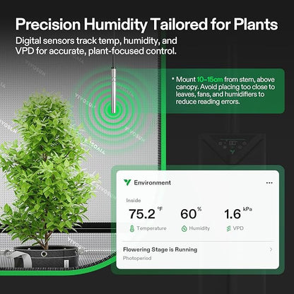 VIVOSUN AeroStream H19 Intelligent Environmental 19L Humidifier with Temp & Humidity Probe, Top Control Panel, Smart Remote Control, Designed Specifically for Use with Grow Tents