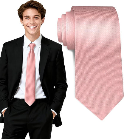 Fineknot Black Ties for Men, Formal Neckties for Men, Solid Color Mens Ties for Business, Wedding, Party, Mens Neck Tie