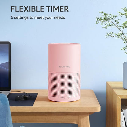 FULMINARE Air Purifiers for Home H13 True HEPA Air Filter Quiet Air Cleaner With Night Light Portable Small Air Purifier for Bedroom Office Living Room (Pink 2 Pack)