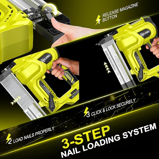 SILVEL 2" Cordless Brad Nailer, 2-in-1 21V Electric Brad Nailer Stapler with 2 * 4.0Ah Battery, 1000pcs Nails, 18GA Staples, Adjustable Depth for Woodworking, Home Improvement