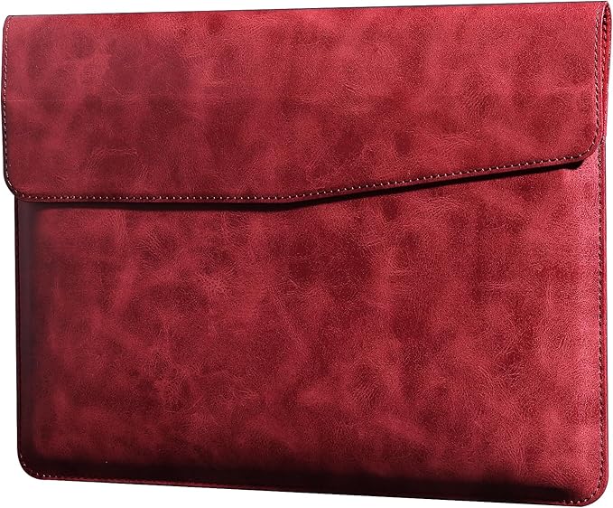 Leather Laptop Sleeve Compatible with MacBook Pro 16 Inch M4 M3 M2 M1 Pro/Max＆MacBook Air 15 Inch M4 M3 M2, Genuine Leather Protective Case Cover,Red