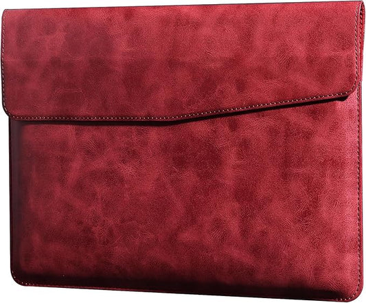 Leather Laptop Sleeve Compatible with MacBook Pro 16 Inch M4 M3 M2 M1 Pro/Max＆MacBook Air 15 Inch M4 M3 M2, Genuine Leather Protective Case Cover,Red