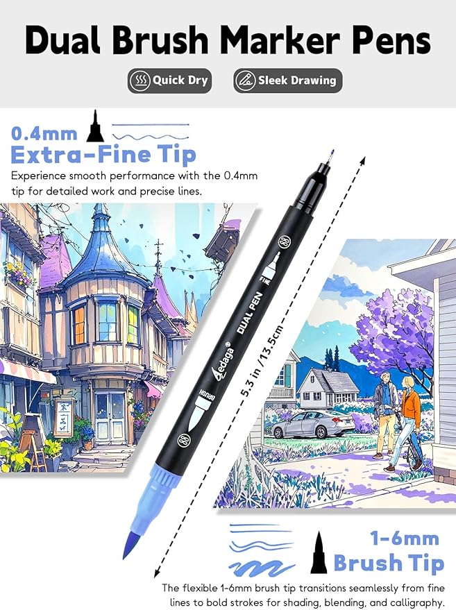 100 Colors Numbered Dual Tip Brush Pens with Free App, Fine and Brush Tips Pens for Adults and Kids, Coloring Markers for Coloring Book Bullet Journaling Note Taking Planner Hand Lettering