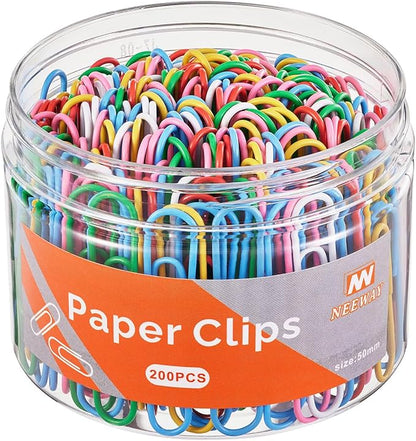 NEEWAY 200pcs Colored Paper Clips, 2 Inch Large Paper Clip, Jumbo Paperclips, Paper Clips Assorted Colors