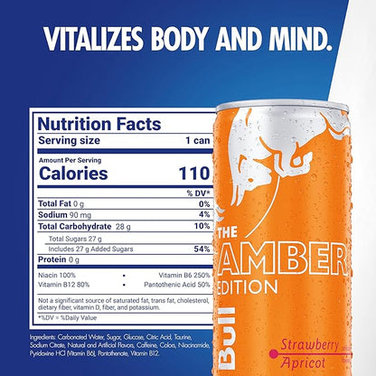 Red Bull Amber Edition Strawberry Apricot Energy Drink, 8.4 Fl Oz, 24 Cans