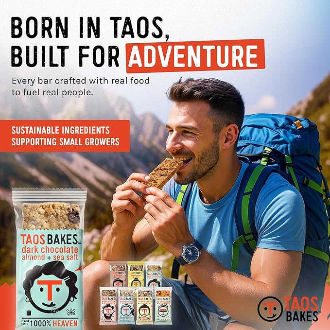 Taos Bakes - Snack Bars - Protein Bars and Fiber packed Granola Bars - Gluten Free & Non-GMO - Healthy Snacks for Adults & Kids – Convenient Trail Mix Bars (1.8 Ounce (Pack of 7), Variety Pack)
