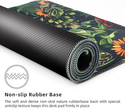 Gaming Mouse Pad for Computer,Large Mouse Pads for Desk Keyboard,Skull Desk Mat Laptop,Dark Green Plant Pattern Art XXL Waterproof Keyboard Pad,Extended Big Non-Slip Rubber Mousepad