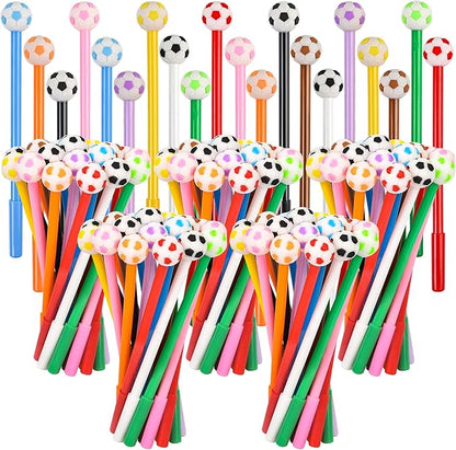 LiYiQ 100 Pcs Soccer Cartoon Cute Fun Pens for Kids Kawaii Soccer Shape Gel Black Ink Pen Cute Soccer Pens for School Office Home Student Kids Present