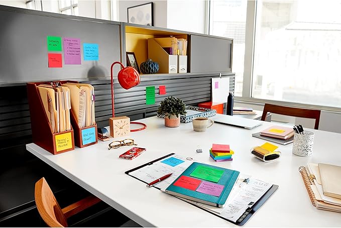 Post-it Super Sticky Notes, 5 Sticky Note Pads, 3 x 3 in., School Supplies, Office Products, Sticky Notes for Vertical Surfaces, Monitors, Walls and Windows, Purple Iris