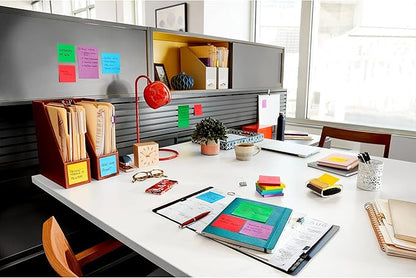 Post-it Super Sticky Notes, 5 Sticky Note Pads, 3 x 3 in., School Supplies, Office Products, Sticky Notes for Vertical Surfaces, Monitors, Walls and Windows, Purple Iris