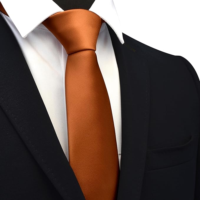 Branduce 3.15"（8cm） Mens Solid Satin Tie Pure Color Necktie for Business and Wedding + Gift Box