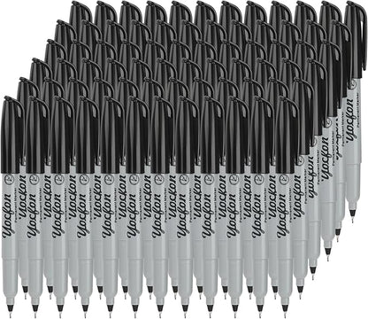 Permanent Markers Ultra Fine Tip, Bulk Pack Of 72 Count Black Permanent Marker Set, Quick-Drying Ink, Works On Plastic, Wood, Stone, Metal And Glass