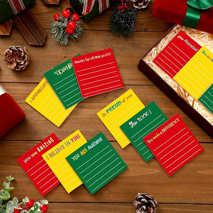 Yinder 24 Pcs Inspirational Sticky Notes Christmas Stocking Stuffers Motivational Sticky Notes Pad Employee Appreciation Gift Bulk for Teacher Nurse Coworker Office 3 x 3'' (Appreciation,Xmas Color)