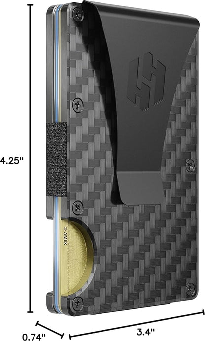 Hayvenhurst Wallet For Men - Reinvented Design Men's Wallet - Slim, Minimalistic & Seamless, Blocks RFID Scanners with a Money Clip (Carbon Fiber)