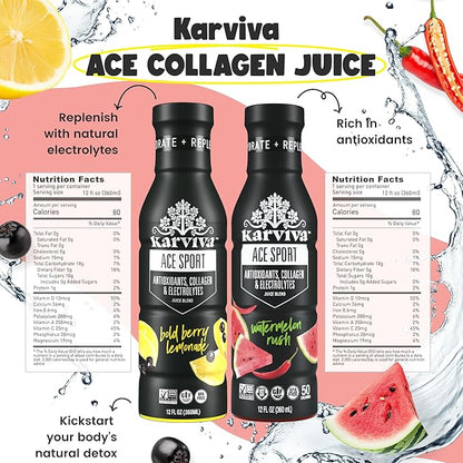 Juice Fasting Skin Glow & Claming Energy Pack | Ancient Metabolism Booster | Gentle Detox, Marine Collagen & Minerals, High Antioxidants & Fiber | Low Sugar | Non-GMO, 6×12 fl oz BPA-Free Bottles