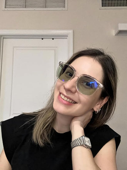 Sleep Glasses for 99.9% Blue Light Glasses Dual AR Coatings Green Lens for Computer Gaming Reduce Eyestrain