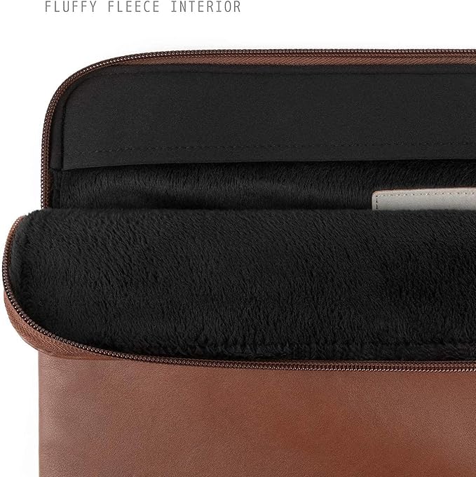 Comfyable Slim Protective Laptop Sleeve 14 Inch Snugly Compatible with MacBook Pro 14-inch M4 M3 M2 M1 Pro/Max 2024, PU Leather Bag Waterproof Cover Notebook Computer Case for Mac, Brown