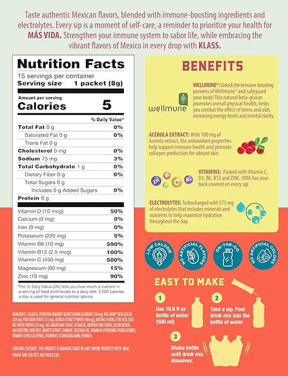 Hydration + Immunity Electrolyte Drink Mix – Cantaloupe Agua Fresca Flavor | Sugar-Free Powder with Wellmune®, Acerola, Coconut Water & Minerals | 15 Single-Serve Stick Packs, Low Calorie