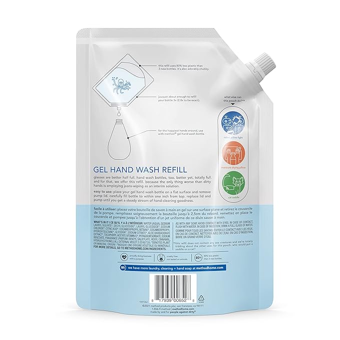 Method Gel Hand Soap Refill, Sweet Water, Biodegradable Formula, 34 fl oz (Pack of 6)