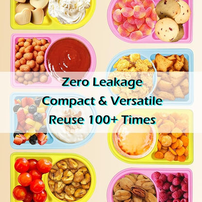 2 Packs Silicone Snack Containers with Lids, Reusable Food Storage Containers (Yellow+Pink)