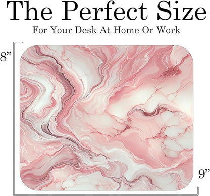 Pink Marble Agate Mouse Pad Mat Mousepad for Desk Computer Laptop PC Gaming Home or Office Gift Marbled Abstract (Pink 1 MP41)