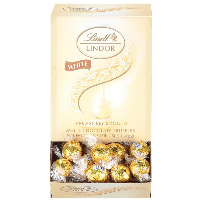 Lindt LINDOR White Chocolate Truffles, Chocolates with Smooth, Melting Truffle Center, 50.8 oz., 120 Count