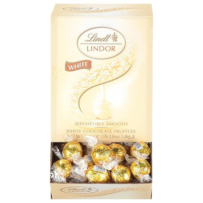 Lindt LINDOR White Chocolate Truffles, Chocolates with Smooth, Melting Truffle Center, 50.8 oz., 120 Count