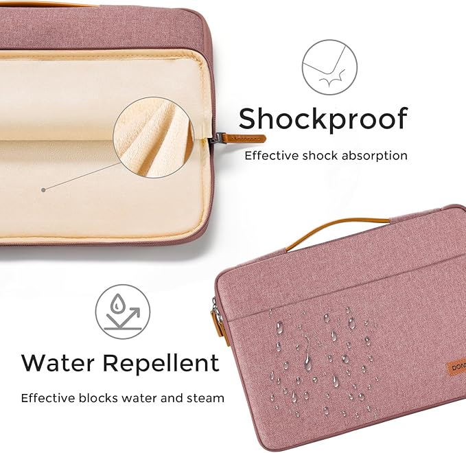 DOMISO 15.6 inch Laptop Case Sleeve Protective Cover Compatible with 16 inch MacBook Pro M4 M3 M2/Pro Max,15.6-16 inch HP Dell ASUS Lenovo Chromebook,Waterproof Computer Cases Bag with Handle,Pink