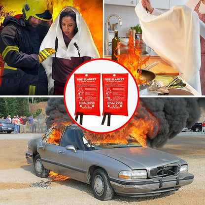 Fire Blanket for Kitchen Home Emergency - Fiberglass Blankets Fire Survival Suspension Flames Retardant Extinguisher Great for Stove Car Garage Office Camping Caravan BBQ Safety (1-Pack)