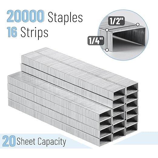 Mr. Pen- Staples for Stapler, 20000 pcs, 1/4 inch, 20 Sheet Capacity (26/6), Staples for Desk Stapler